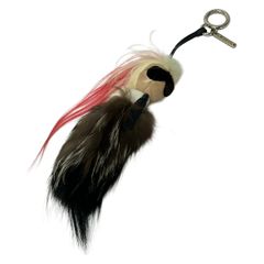 FENDI(フェンディ) キーホルダー(チャーム) カーリト ベージュ×アイボリー×ブラウン カールラガーフェルド レザー、ファー