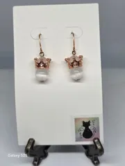 *ホワイトキャッツアイ&ローズクォーツピアス*