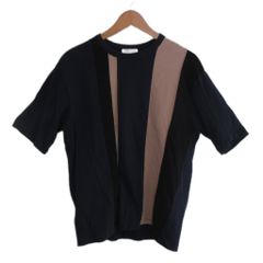 トゥモローランド TOMORROWLAND 近年 Tシャツ S ストライプ 半袖 クルーネック 紺 ネイビー ベージュ 黒 ブラック