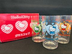 箱付き ハローキティ ガラスコップ 3개 세트 산리오 레트로 ハートグラス