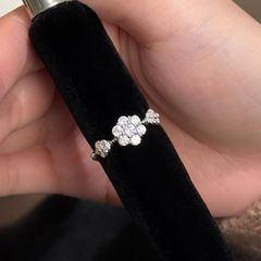 フラワーモチーフ ジルコニアリング シルバー フラワーデザイン 指輪 RM025
