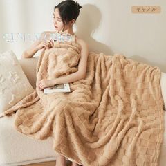 100×150cm 毛布 ブランケット ふわもこ チェック柄 総柄 ひざ掛け 掛け毛布 ラグジュアリー ウォーム 大判 ひざ掛け ボア シングル ボアブランケット 厚手 寝具 北欧 マイクロファイバー フランネル あったか 暖かい