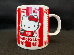 希少・ 레트로 1993年 산리오 ハローキティ マグカップ 日本製 当時物 赤ストライプ チェリー