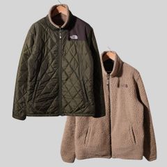 ノースフェイス THE NORTH FACE リバーシブル ナイロン フリース ジャケット L カーキ オリーブ ロゴ刺繍 ストリート アウトドア アメカジ 古着 Z315