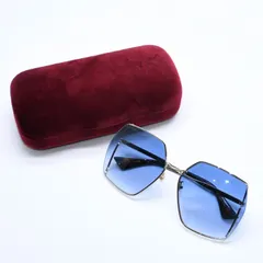極美品 GUCCI グッチ サングラス アイウェア GG0817/S 001 サイズ65□17 140 ゴールド ブルー グラデーション 中古 4a009680