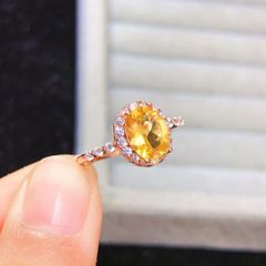 シトリン指輪 7*9mm シルバー925 シトリン リング 배송비 무료 黄水晶指輪 天然石 レディース ファッション アクセサリー 人気 普段使い プレゼント 結婚式 記念日 誕生日プレゼント 彼女 母 祖母 シンプル 上品 落ち着いた 琥珀色 bjz763