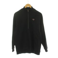 フレッドペリー FRED PERRY トレーナー スウェット ハーフジップ UK10 黒 ブラック 長袖 /YM
