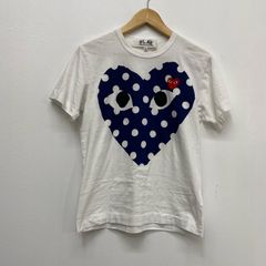 加古川店 중고 PLAY COMME des GARCONS プレイ 꼼데가르송 半袖Ｔシャツ navy polka dot heart t-shirt AX-T234 ホワイト サイズ：S 108