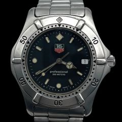 稼働品 TAG HEUERタグホイヤー 2000 プロフェッショナル WE1110-R クォーツ QZ デイト 3針 SS メンズ腕時計 ヴィンテージ ブラック文字盤 シルバー