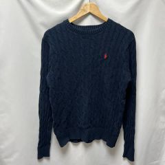 正規品 ウィメンズXL ポロ ラルフローレン ネイビー ケーブル編み ケーブル編み ニット