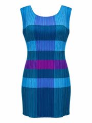 新品同様 ISSEY MIYAKE イッセイミヤケ PLEATS PLEASE プリーツプリーズ トップス チェック柄 ブルー サイズ3