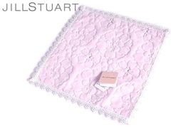 ★ 64 JILLSTUART 수건 손수건 질 스튜어트 테두리 레이스 양각 꽃 핑크 땅 면 100% 20cm