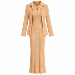 新品同様 ISSEY MIYAKE イッセイミヤケ PLEATS PLEASE プリーツプリーズ セットアップ トップス カーディガン ワンピース オレンジ サイズ3