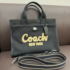 T 중고 品 COACH コーチ カーゴトート 34 ブラック 2way トートバッグ ハンドバッグ