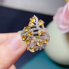 シトリン指輪 シルバー925 シトリン リング 배송비 무료 黄水晶指輪 天然石 レディース ファッション アクセサリー 人気 普段使い プレゼント 結婚式 記念日 誕生日プレゼント 彼女 母 祖母 シンプル 上品 落ち着いた 琥珀色 クリスタル bjz768