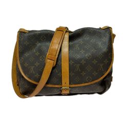 LOUIS VUITTON 루이비통 モノグラム・エクリプス ソミュール35 ショルダーバッグ M42254 ヌメ革にシミ・内側ヨゴレ・使用感有
