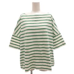 フリークスストア FREAKS STORE Tシャツ カットソー ビッグシルエット ボーダー柄 ボートネック 半袖 F 緑 グリーン 白 ホワイト BJ ■ECG010