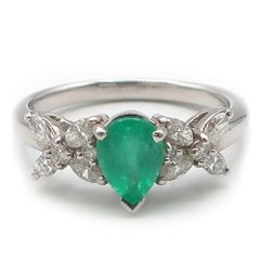 【天白】ジュエリー リング エメラルド0.74ct ダイヤモンド0.39ct プラチナ Pt900 約4.5g #9 指輪