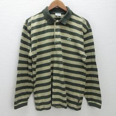 d■ラコステ LACOSTE SPORT ボーダー柄 長袖ポロシャツ 4 カーキ MENS/25 중고