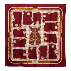 エルメス カレ90 Camails カマイユ 馬の頭巾 スカーフ 大判スカーフ ボルドー系 シルク レディース HERMES【1-0290884】