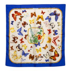 エルメス カレ90 FARANDOLE プロヴァンス地方の踊り スカーフ 大判スカーフ ブルー系 マルチカラー シルク レディース HERMES【1-0292767】