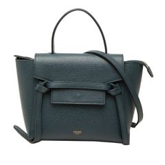 セリーヌ ベルトバッグ ナノ ハンドバッグ 2WAY ショルダーバッグ ネイビー レザー レディース CELINE【222-95422】