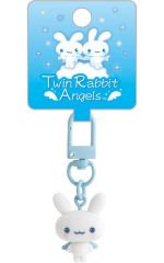 중고 キーホルダー ツインラビットエンジェル ぷちりんこシリーズ ぷちフロッキーマスコット 「ツインラビットエンジェル」