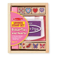 【新品】 メリッサ&ダグ(Melissa&Doug) 木製 スタンプセット 蝶々 & ハート 0
