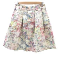 マカフィー MACPHEE トゥモローランド フレアスカート ひざ丈 マルチカラー 36 S 花柄 SY19 ■GY70