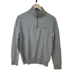 ポロ ラルフローレン POLO RALPH LAUREN ハーフジップ ニット セーター M 灰 グレー 長袖 無地 ST ■ECD008