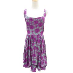 マークバイマークジェイコブス MARC by MARC JACOBS ワンピース XS マルチカラー 紫 パープル 緑 グリーン スクエアネック ノースリーブ 総柄 /HO49 ■ECE010