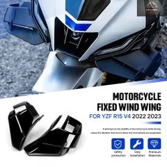 オートバイウイング エアロダイナミックフェアリング ブラック YAMAHA R15 5 YZFr15 V4 2022 2023 1ペア 固定式ウインドウ