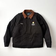 TRI-MOUNTAIN トライマウンテン デトロイトジャケット XL ダックジャケット ワークジャケット ブルゾン アウター ブラック 新品 未使用 タグ付き デッドストック 企業ロゴ刺繍 襟コーデュロイ ダック生地 裏キルティング ハンドウォーマー