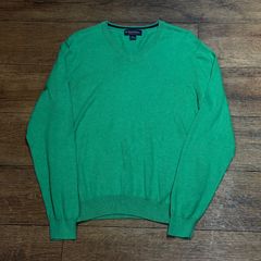BROOKS BROTHERS SUPIMA COTTON Vネックニット グリーン M