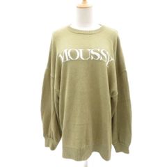 マウジー MOUSSY ニット セーター Free カーキ ロゴ クルーネック 長袖 YS21 ■GY80