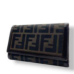 FENDI フェンディ ズッカ FFロゴ 長財布 二つ折り財布 ウォレット ブラウン 茶 キャンバス レザー 総柄 フラップ ロングウォレット コンパクト 小銭入れ 札入れ カード収納 メンズ レディース MADE IN ITALY M5