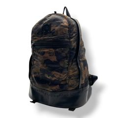 DIESEL 디젤 위장 배낭 배낭 나일론 가죽 오리 무늬 블랙 블랙 대용량 남성 여성 유니섹스 데이팩 A4 수납 여행 통근 통학 야외 프론트 포켓 패스너 군사 양품 S68