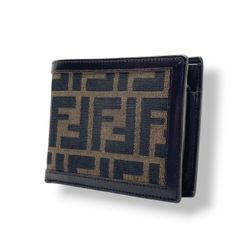 フェンディ FENDI ズッカ柄 FFロゴ 二つ折り財布 ブラウン キャンバス レザー コンパクトウォレット 札入れ カード入れ 総柄 ヴィンテージ オールドフェンディ メンズ レディース ユニセックス ブランド財布 イタリア製 茶 ビンテージ M4