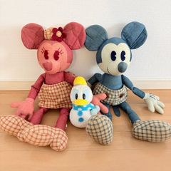 東京ディズニーリゾート TDR ぬいぐるみ 3点 まとめ ミッキー ミニー ドナルド 雪だるま デニム チェック柄 大型 Disney ディズニー