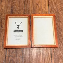 ART PRINT JAPAN アートプリントジャパン フォトフレーム 2面 ハガキサイズ 105×150mm 写真立て フォトスタンド 木目 二つ折り ガラス