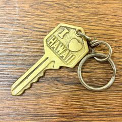 I LOVE HAWAII アイラブハワイ ハワイ 鍵型 キーホルダー キーリング ゴールドカラー お土産 ご当地 土産 레트로 잡화