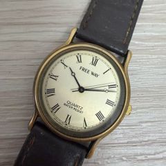 CITIZEN シチズン FREE WAY フリーウェイ 7630-S35118 腕時計 ローマ数字 アイボリー系文字盤 ゴールド系 革ベルト クォーツ 動作未確認