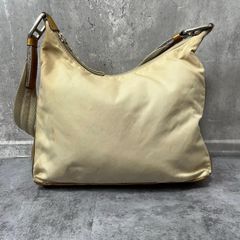 PRADA プラダ ショルダーバッグ イタリア製 ナイロン ベージュ ブラウン レザー シルバー金具 レディース ワンショルダー 肩掛け ファスナー