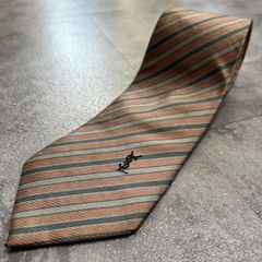 YVES SAINT LAURENT イヴサンローラン カサンドラ YSLロゴ 刺繍 ネクタイ 斜めストライプ レジメンタル 織り模様 ピンク ライトブルー