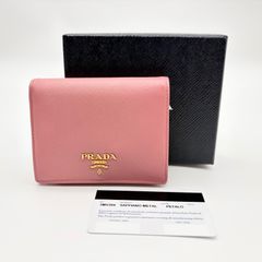 PRADA プラダ 折り財布 ピンクベージュ レザー サフィアーノレザー コンパクトウォレット