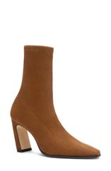 スチュアート ワイツマン レディース シューズ ブーツ・レインブーツ レザー Stuart Weitzman Stassi Stretch Leather Bootie Women WALNUT