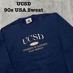 90s USA PLAYER SPORTSWEAR UCSD カリフォルニア大学サンディエゴ校 ALUMNI カレッジ 刺繍 スウェット トレーナー ネイビー L メンズ ヴィンテージ 古着 アメカジ ビンテージ オーバーサイズ