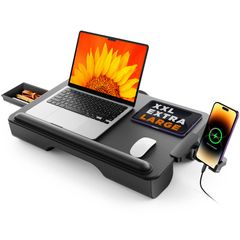 SAIJI 膝上テーブル テーブルクッション ノートパソコンデスク 引き出し付き 軽量トレイテーブル 持ち運び便利 ブラック デスクトップ PCクッションテーブル 膝上作業 PCデスク ひざ上 テレワーク 17インチまでのノートパソコンとMa 2ae19a51