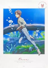 중고 ポスター A3マット加工ポスター 描き下ろしイラスト 水中浮遊ver. エレン・イェーガー 「進撃の巨人×カワスイ 川崎水族館 ～巨人潜む水辺を調査せよ～」
