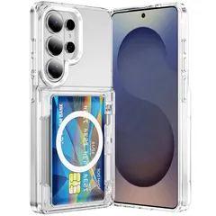 【新品】 MuZiF Galaxy S23 Ultra 用 ケース クリア カード収納 米軍MIL規格の保護 車載ホルダー対応 耐衝撃構造 黄変防止 擦り傷防止 透明PC背面 カバー (Galaxy S23 Ultra,クリア)